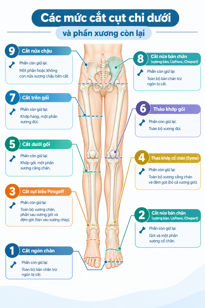 Các mức cắt cụt chi dưới